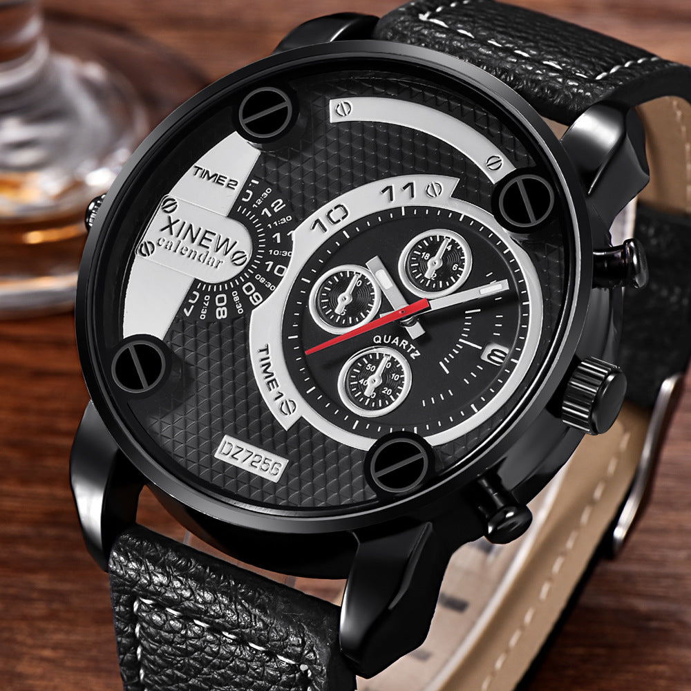 Mens Big Cheap Watches Fashion Leather Date Gifts Wristwatch