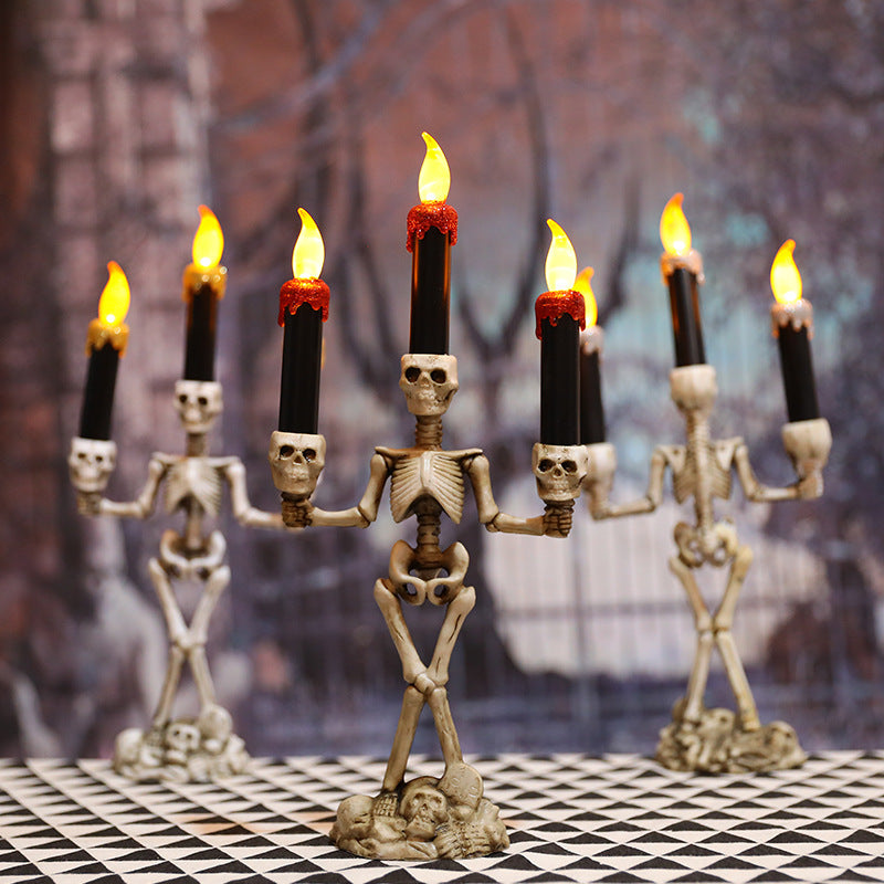 Halloween Three candles skeletons decoration