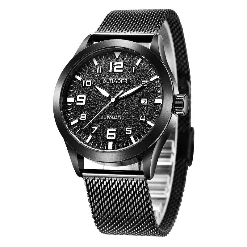 OUBAOER Mens Watches Automatic Mechanical Watch Men Stainless Steel Mesh Belt Wristwatches Simple Business Fashion Clocks