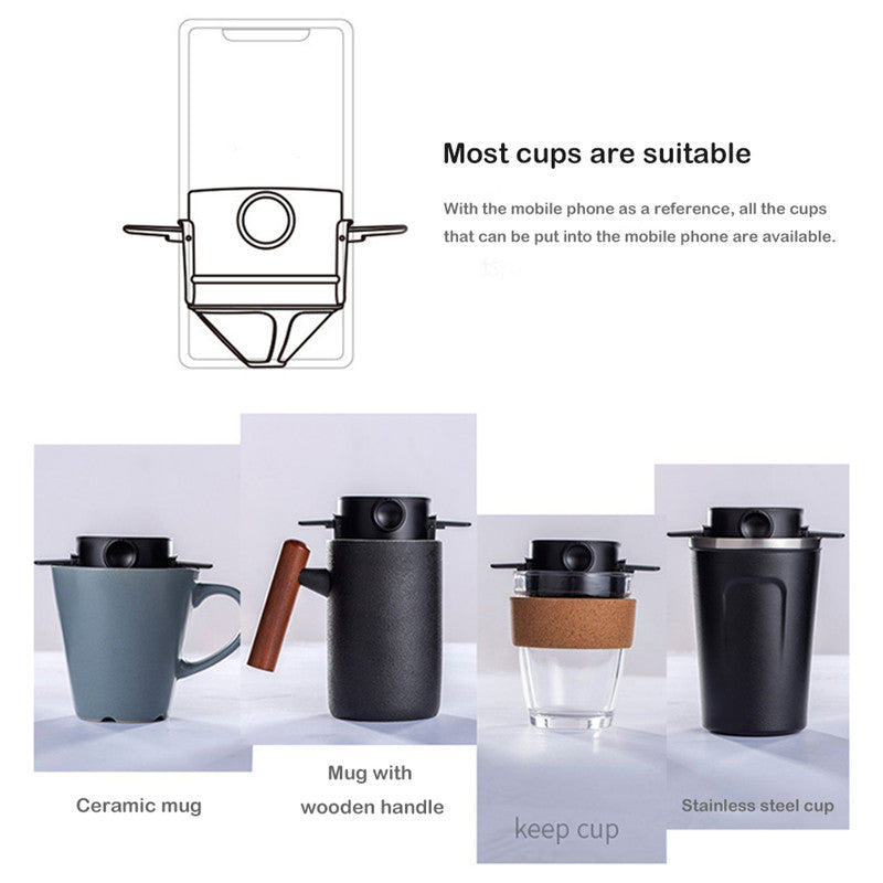 Foldable Portable Coffee Filter Stainless Steel Coffee Machine