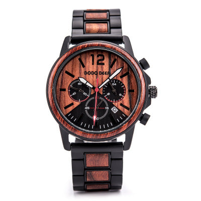 Csutomize Engrave logo Wood Watches for Mens DODO DEER Timer Luxury Chronograph Wristwatch Male Wriswatch Auto Date