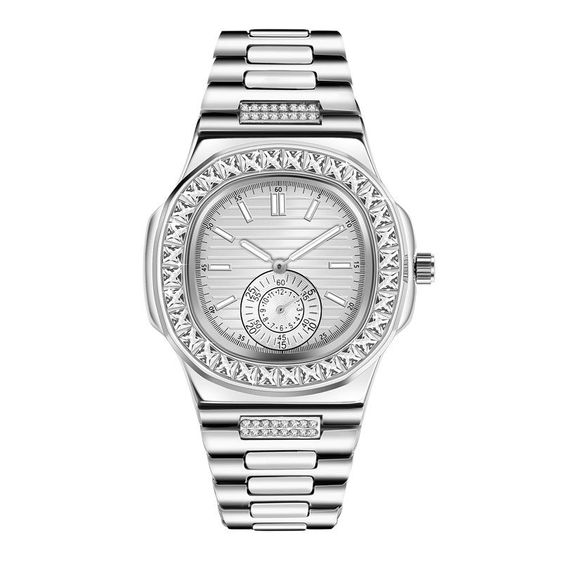 Mens Fashion Alloy Band Diamond Gifts Watches
