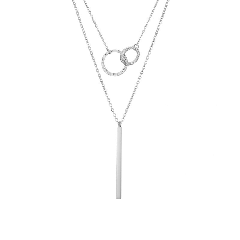 Geometric Pendant Double-layer Stainless Steel Necklace