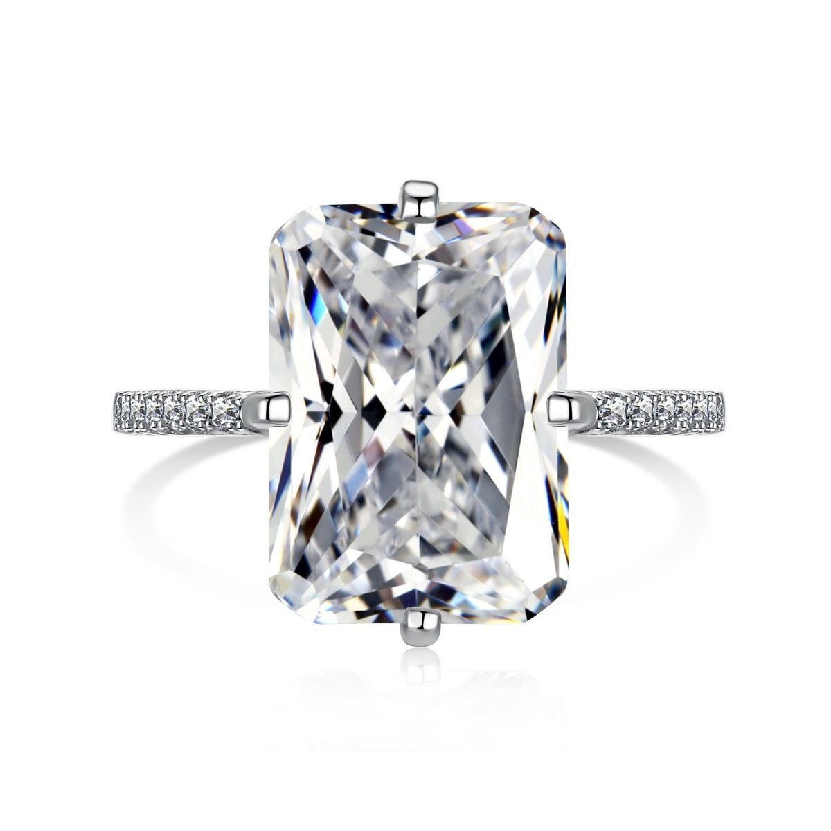 High Carbon Diamond Square Diamond S925 Ring