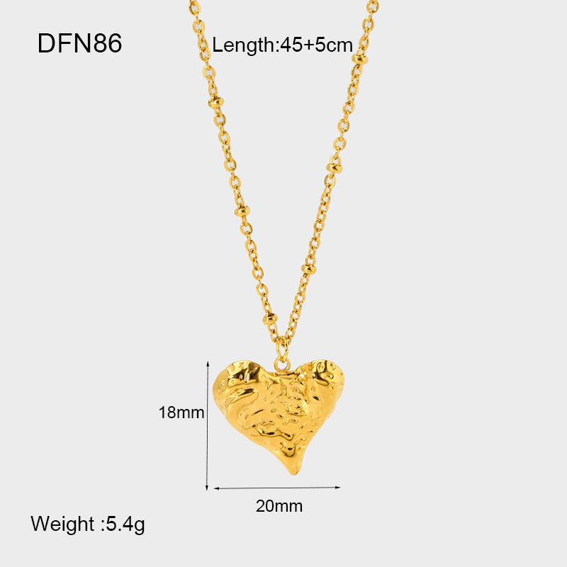 Irregular Peach Heart Pendant Necklace 18K Gold