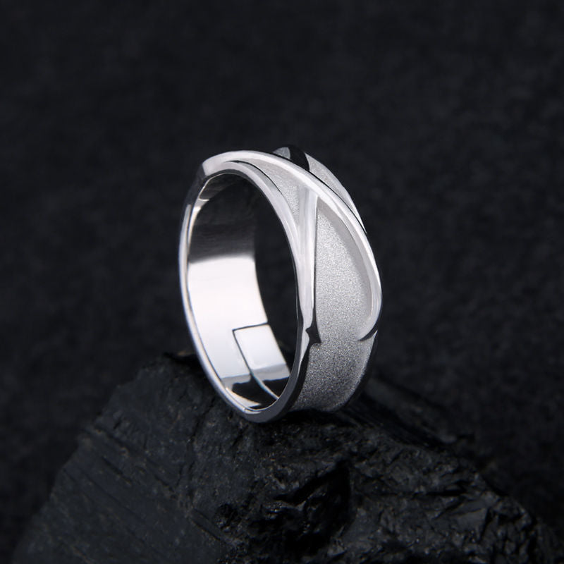 Time Ring 2-dimensional Simple Versatile Personality Opening Adjustable Men And Women Simple Bracelet Finger Ring Jewelry
