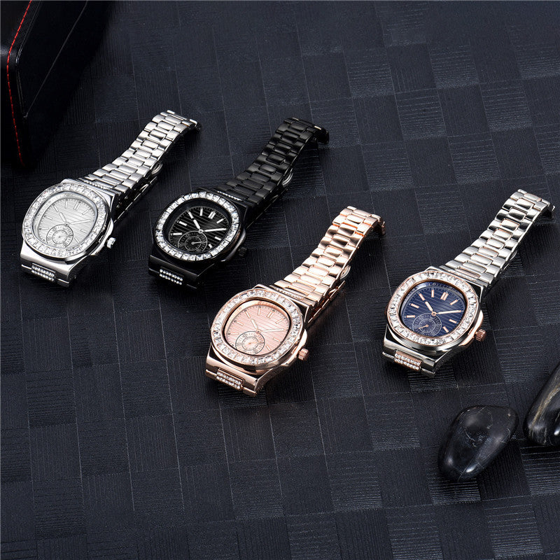 Mens Fashion Alloy Band Diamond Gifts Watches