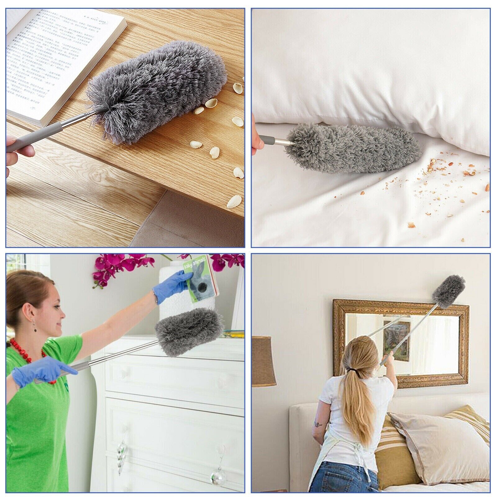 Adjustable Soft Microfiber Feather Duster Dusting Brush Household Cleaning Tool