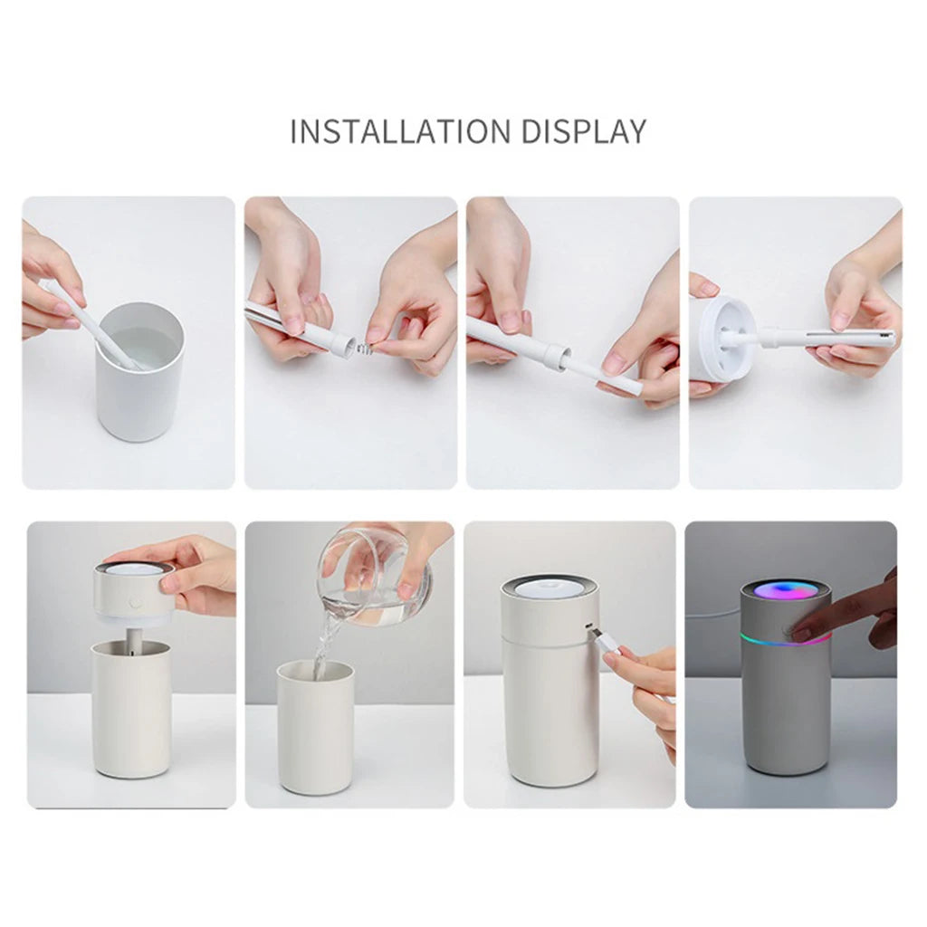 320ml Mini Ultrasonic Air Humidifier Aroma Essential Oil Diffuser Car Home Air Purifier Colorful Light Mist Maker For Home Car - Humidifiers